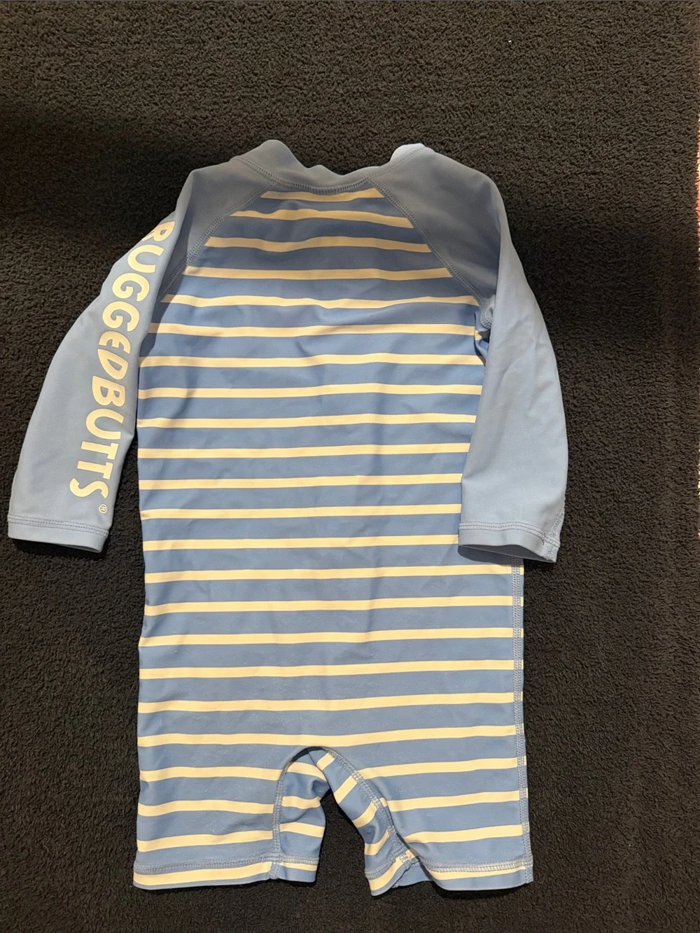 RUGGEDBUTTS Blue & White Stripe Kids One-Piece Rashguard